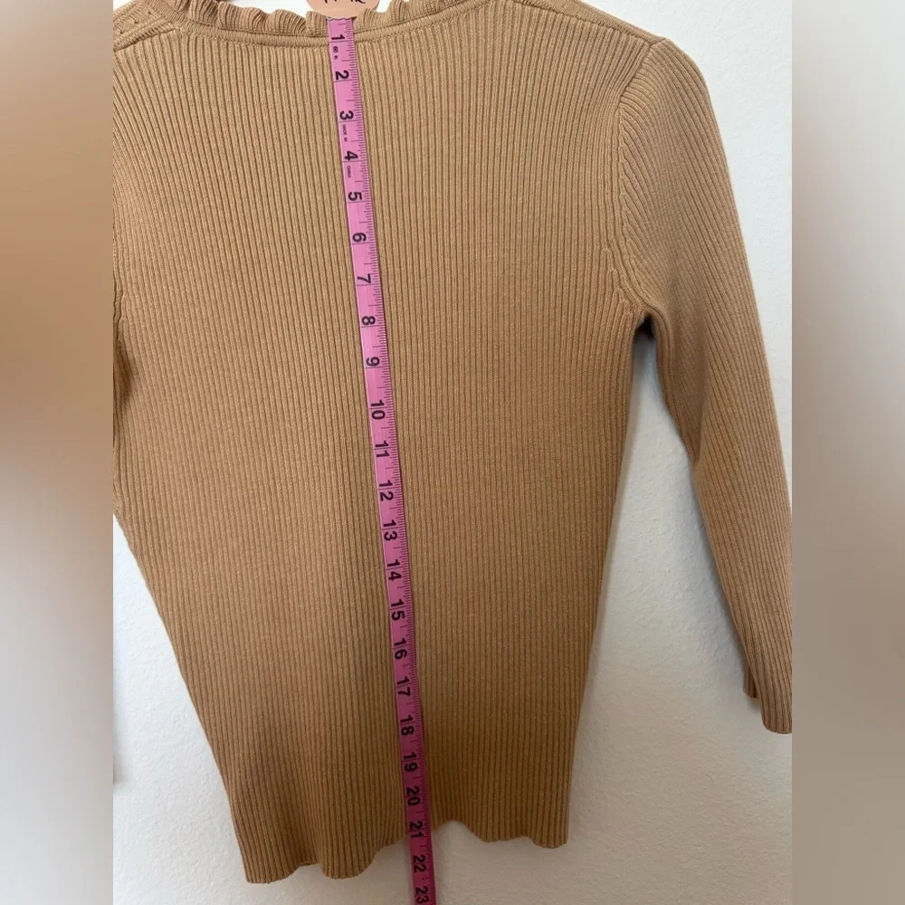 Hillard & Hanson Camel Ruffled Cardigan - Picture 7 of 8